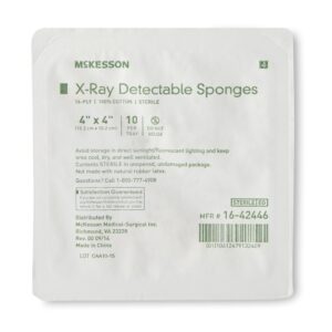 McKesson Sterile X-ray Detectable Gauze Sponge, 4 x 4 Inch, 16-Ply