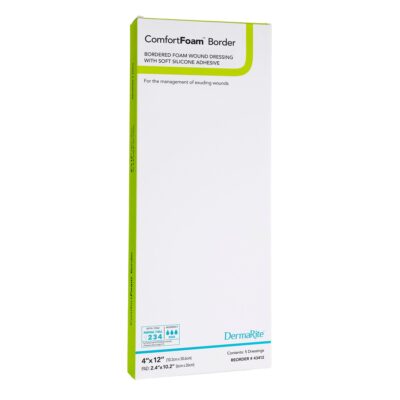 ComfortFoam™ Bordered Foam Wound Dressing w/ Soft Silicone Adhesive, 4 x 12 Inch