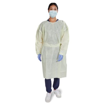 McKesson AAMI Level 2 Isolation Gown, Tape Tab Neck Style, Extra Large, Yellow