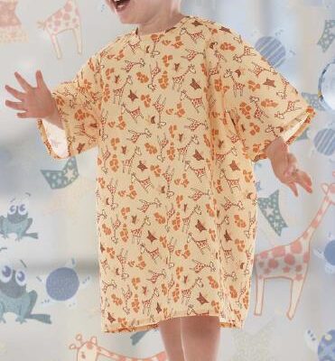 Reusable Pediatric Patient Exam Gown, Child Size (10 to 12), Frog-E Green