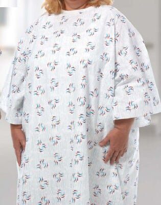 Reusable Patient Gown, Fits up to 5X-Large, Raindrops Print