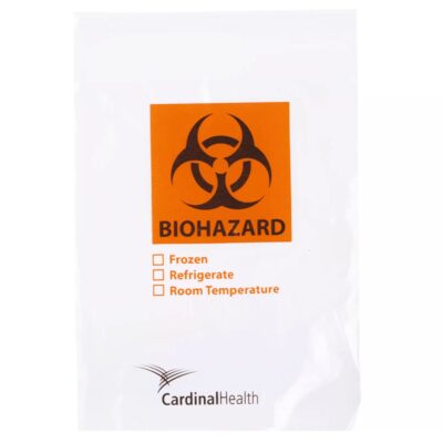 Cardinal™ Specimen Transport Bag, Biohazard Pictogram, Zip Closure, 6 x 9 Inch