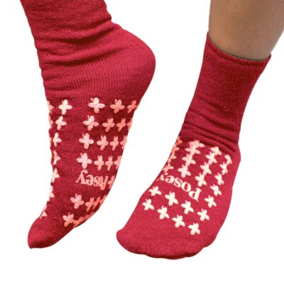 Posey® Fall Management Slipper Socks, Red, Large
